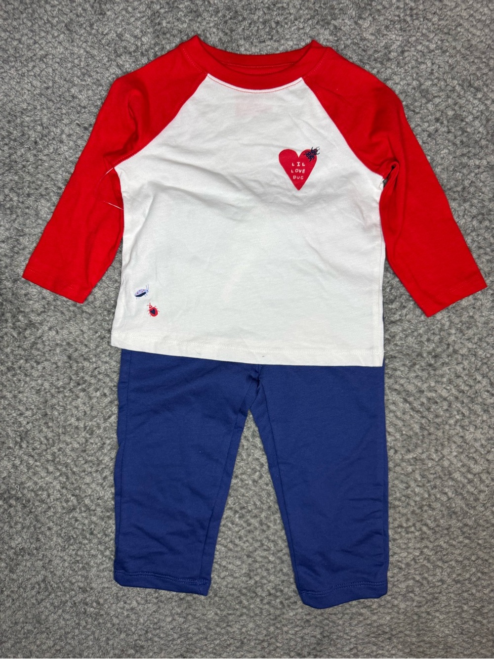 Cat & Jack Baby Boys Little Love Bug 2pc Outfit Set - White/Blue/Red 18M NWT